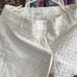 Loft shorts, cream eyelet, 6” inseam